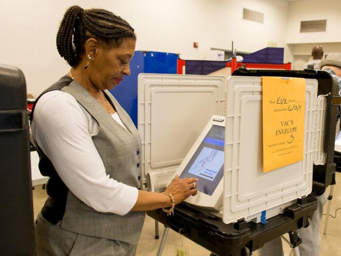 Voter at a voting booth